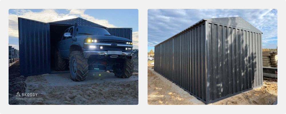 Гараж 6 на 4 SKOGGY для автомобиля с распашными воротами