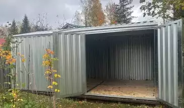 Широкий хозблок для садовой техники в цинковом цвете в дер. Тарасково, Наро-Фоминский р-н, МО
